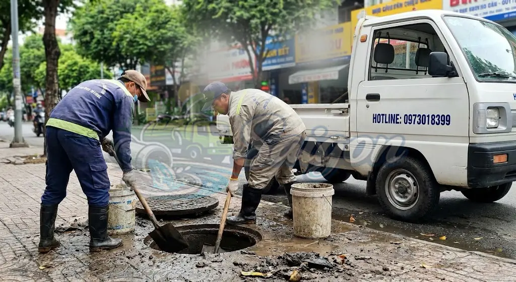 Xe hút hầm cầu công suất lớn phục vụ tại KCN VSIP Bình Dương