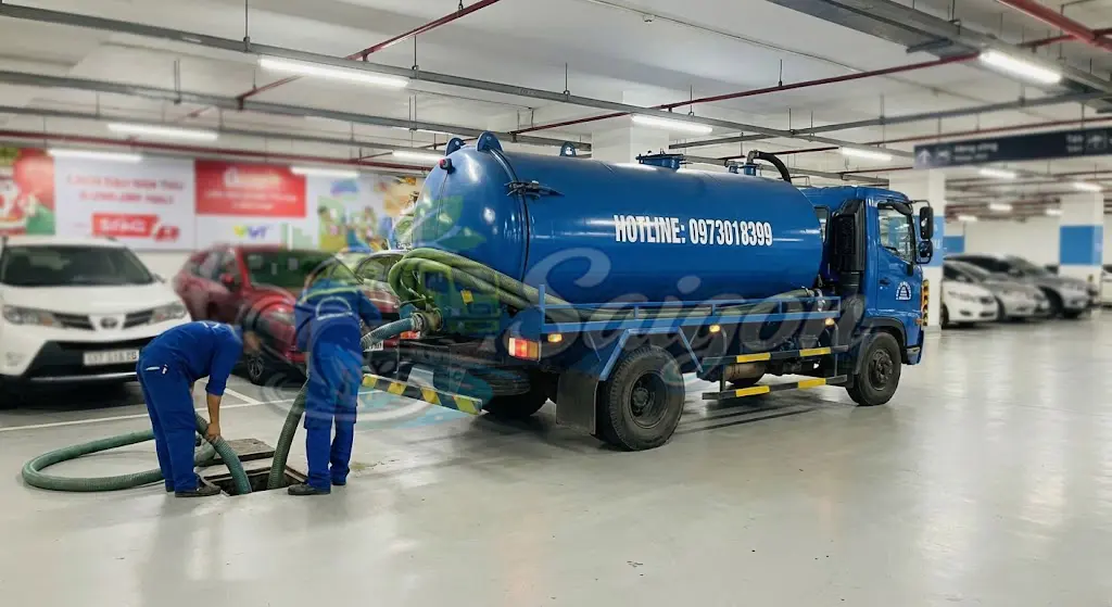 Xe hút hầm cầu công suất lớn phục vụ khu công nghiệp tại Củ Chi