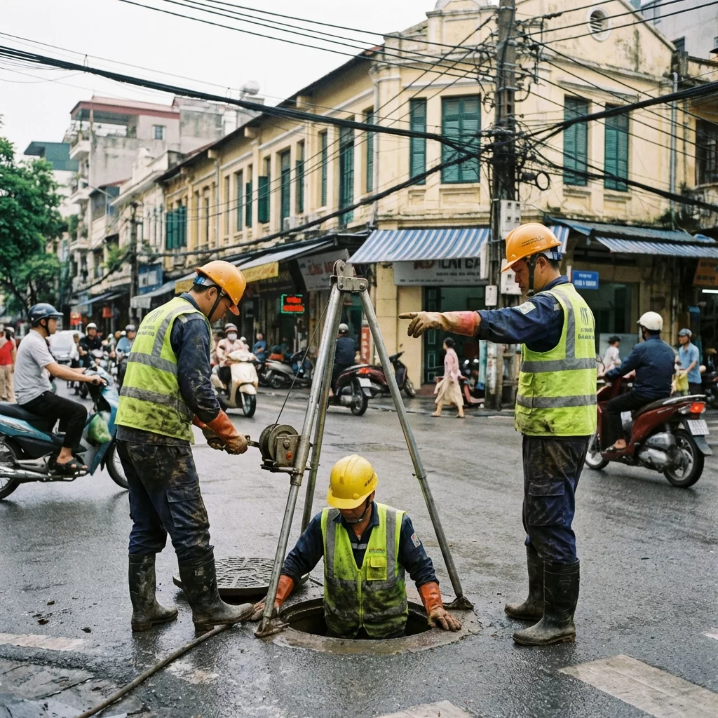 Thông đường ống thoát nước mưa